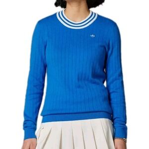 $160 adidas Originals Women's Size S Cashmere Knit Golf Sweater Bluebird Color